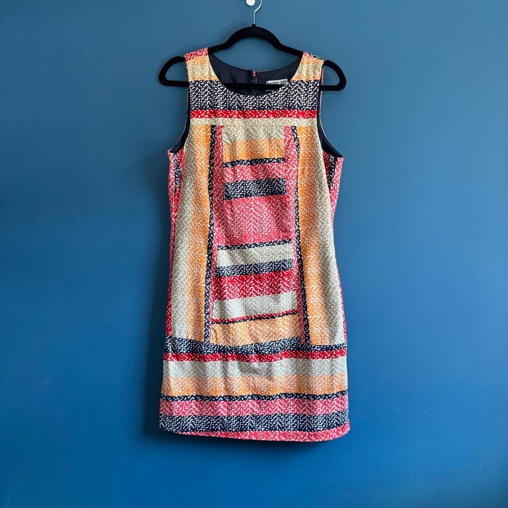 Vintage 90s Quilted Dress Women's Size 6 Robbie Bee Patchwork Shift Retro Groovy